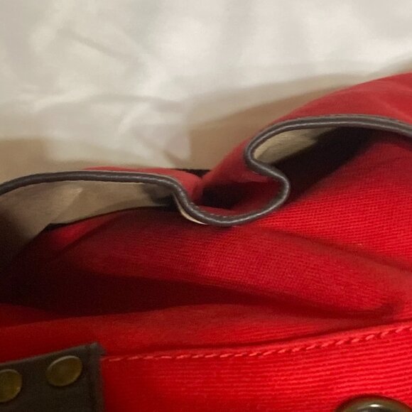 Levenger CANVAS RED Bloomsbury Bookbag tote 6 Outer Pockets - Picture 6 of 6